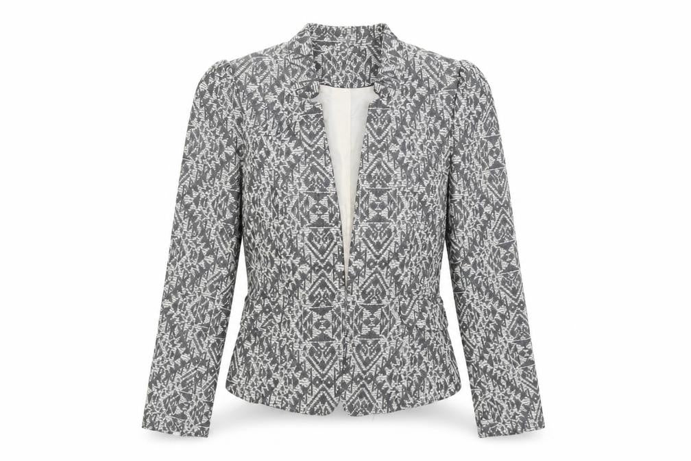 H&M Womens Grey Geometric  Jacket Blazer Size 8
