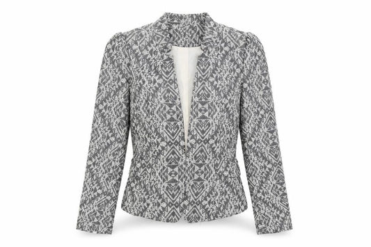 H&M Womens Grey Geometric  Jacket Blazer Size 8