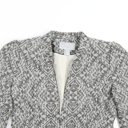 H&M Womens Grey Geometric  Jacket Blazer Size 8