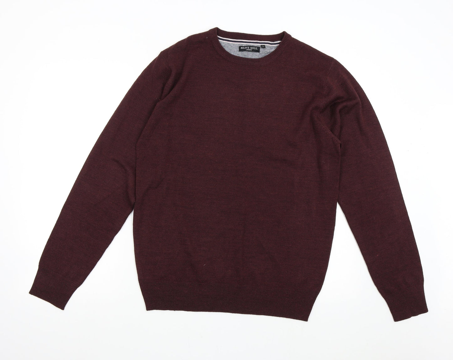 Brave Soul Mens Red  Knit Pullover Jumper Size L