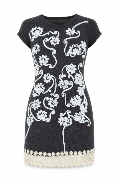 Select Womens Grey Floral  A-Line  Size 8