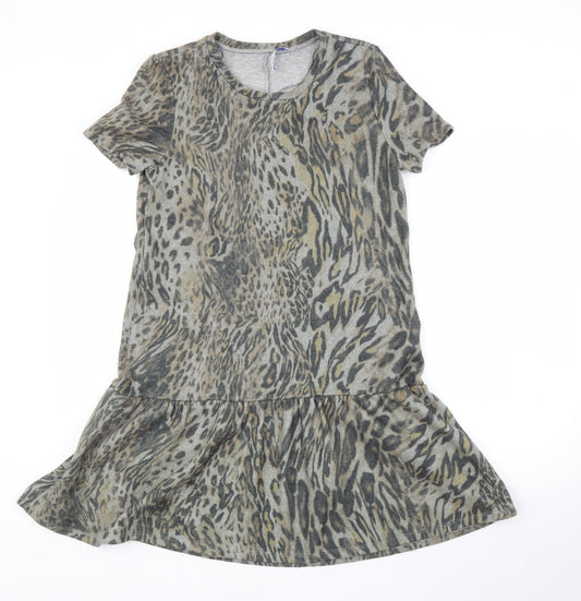 Zara Womens Grey Animal Print  A-Line  Size M  - Leopard print