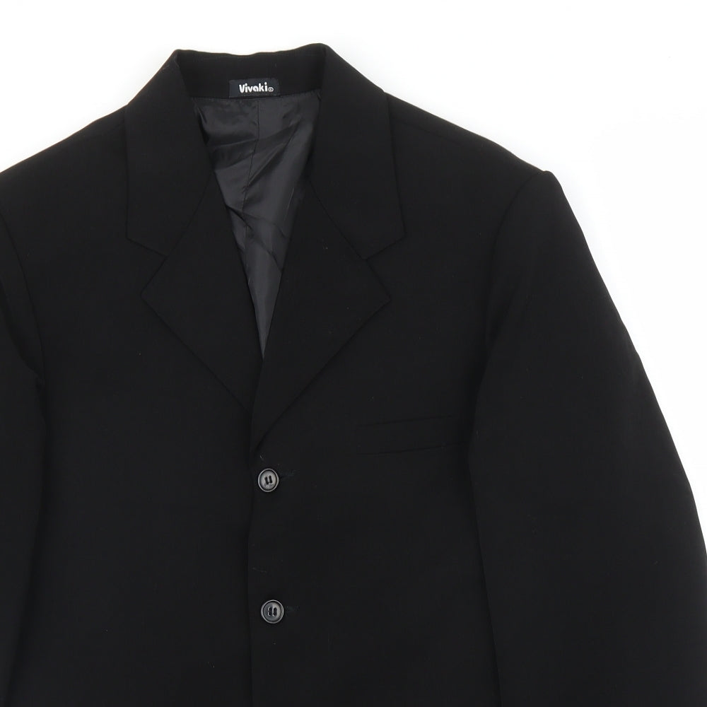 VivaKi Mens Black   Jacket Suit Jacket Size 40
