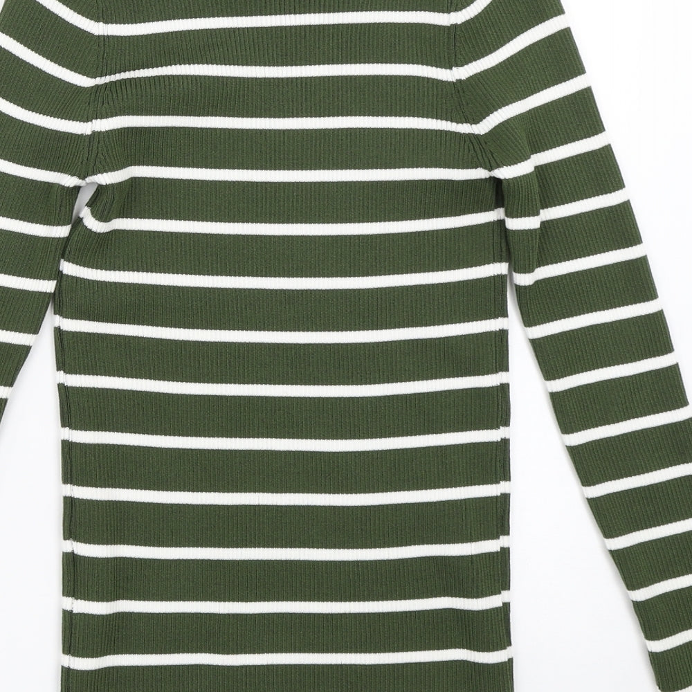 In Vogue Womens Green Striped  Pullover Jumper Size M