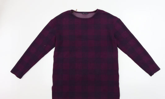 Marks and Spencer  Womens Purple Check  Jumper Dress  Size 12