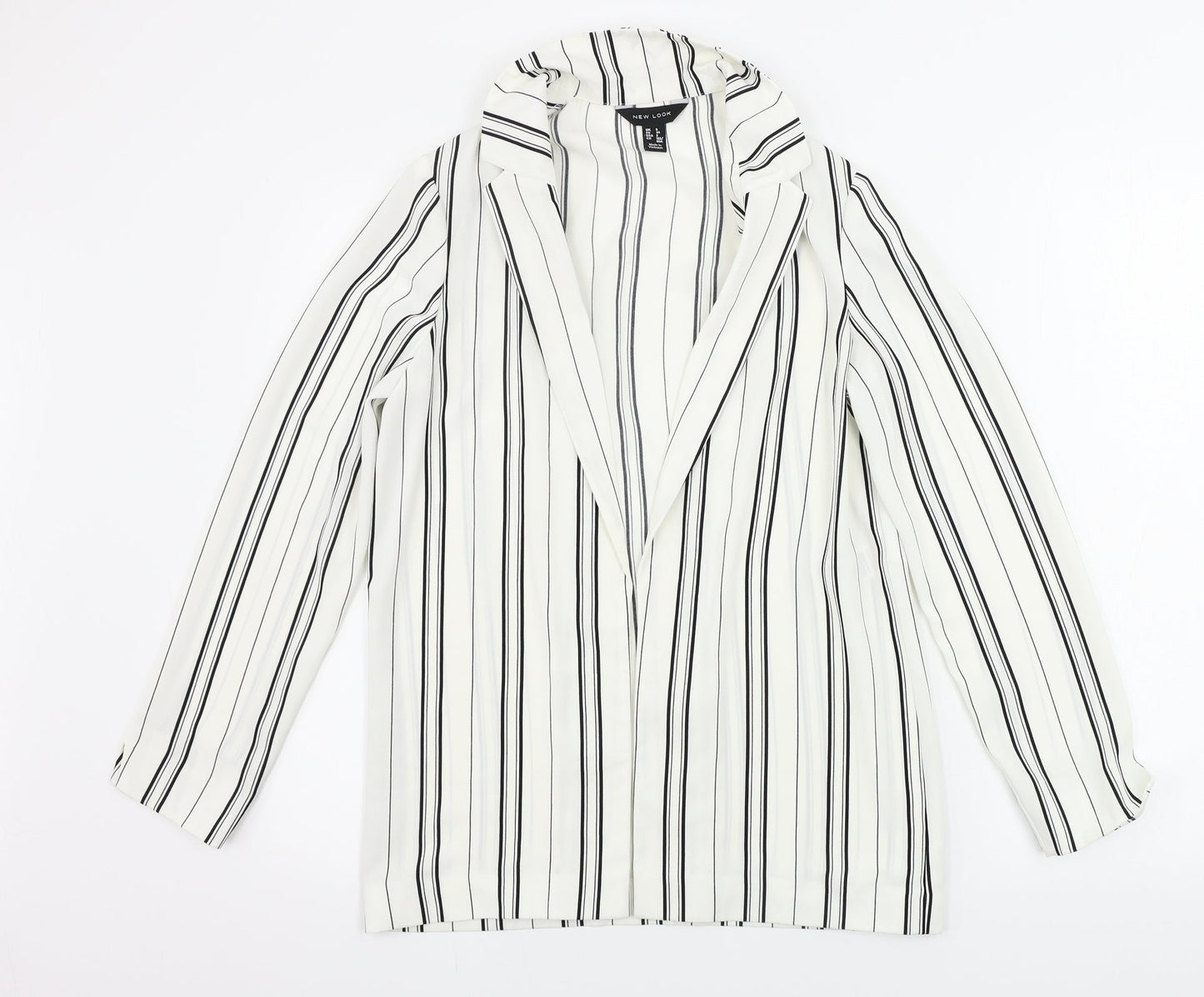 New Look  Womens White Striped  Cardigan Jumper Size 6