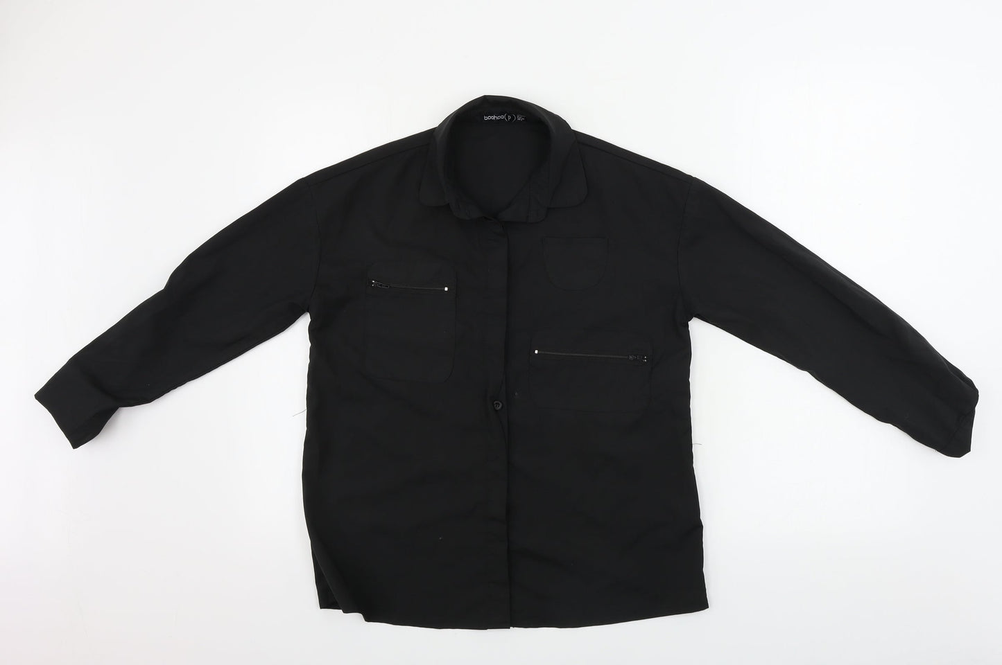 Boohoo  Womens Black   Basic Button-Up Size 6