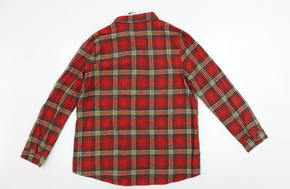 Preloved Boohoo  Womens Red Check  Basic Button-Up Size 10 - Back