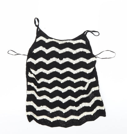 Preloved Principles Womens Black Striped  Basic Tank Size M - Front