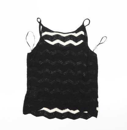 Preloved Principles Womens Black Striped  Basic Tank Size M - Back
