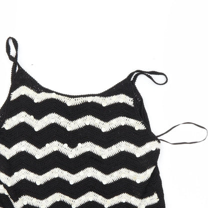 Preloved Principles Womens Black Striped  Basic Tank Size M - Detail
