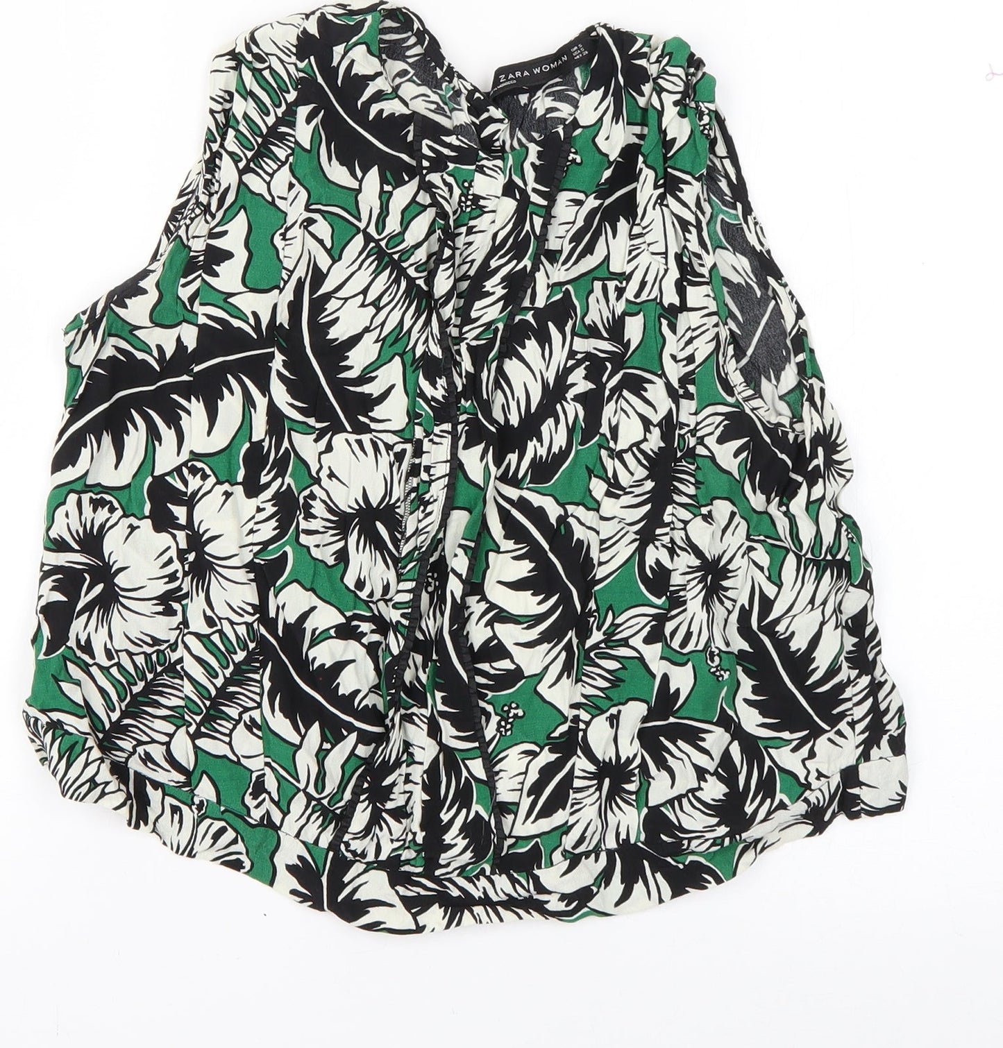 Zara Womens Green Floral  Basic Tank Size S