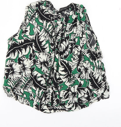 Zara Womens Green Floral  Basic Tank Size S