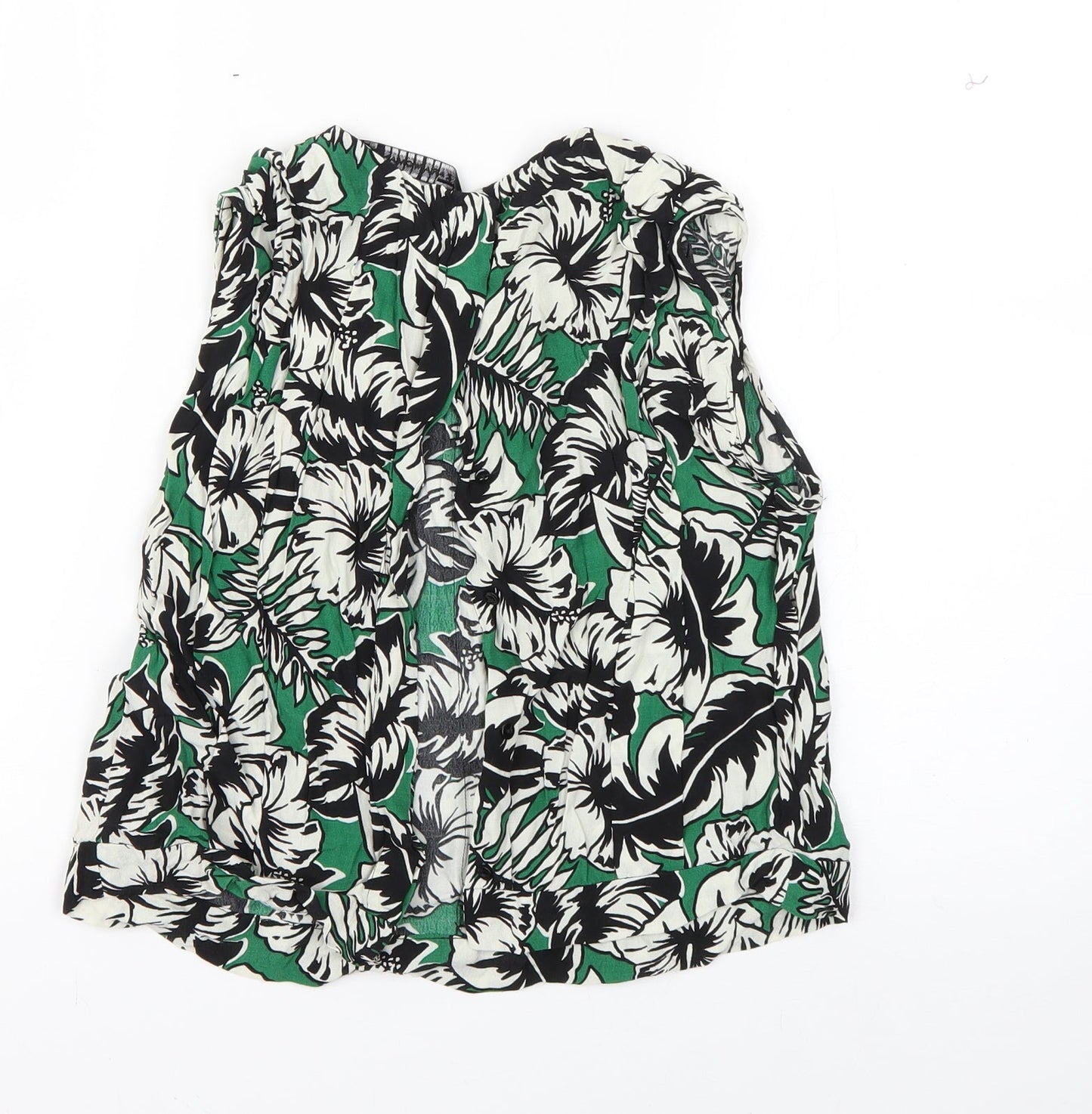 Zara Womens Green Floral  Basic Tank Size S