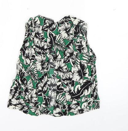 Zara Womens Green Floral  Basic Tank Size S