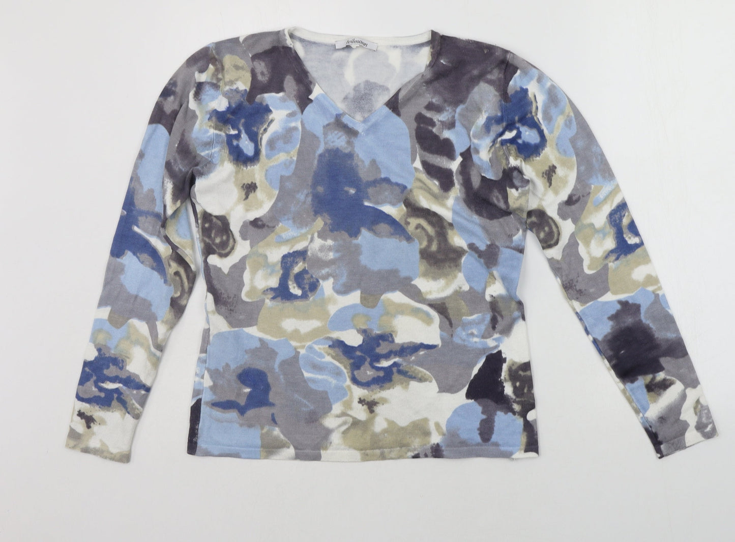 Steilmann Womens Blue Geometric  Pullover Jumper Size 12