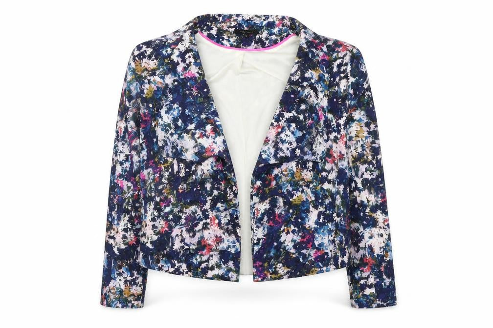 New Look Womens Blue Floral  Jacket Blazer Size 14