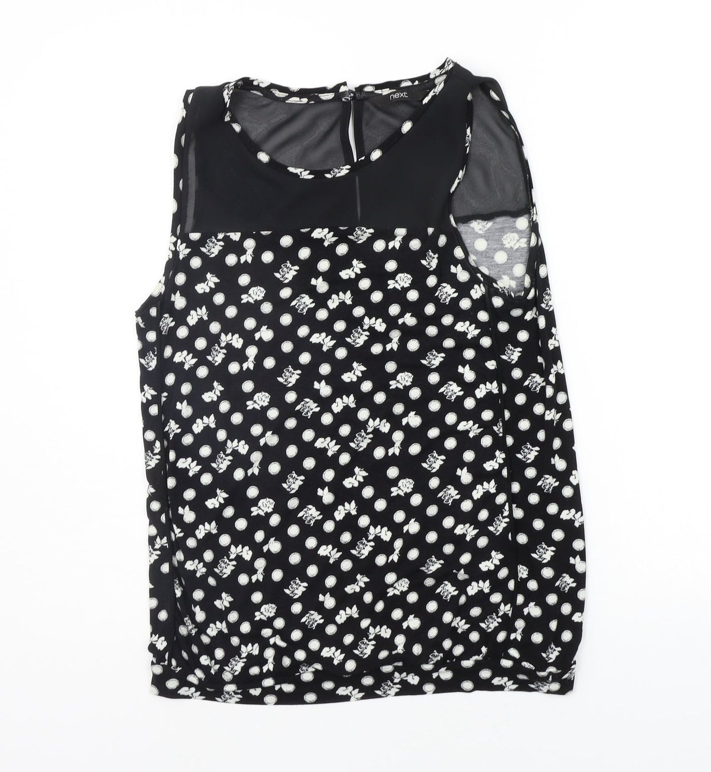 NEXT Womens Black Geometric  Basic T-Shirt Size 10