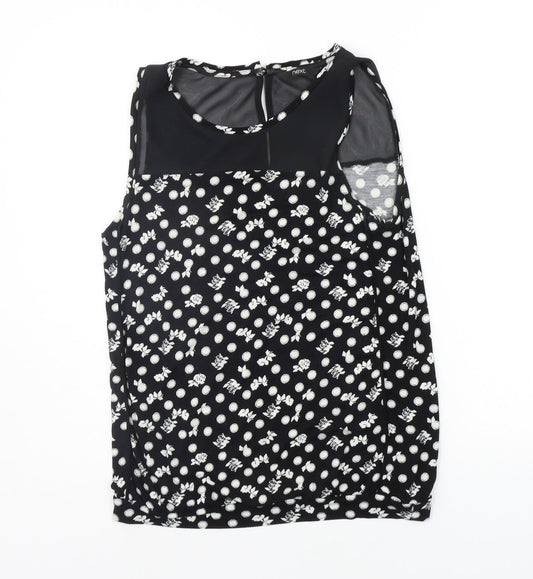 NEXT Womens Black Geometric  Basic T-Shirt Size 10