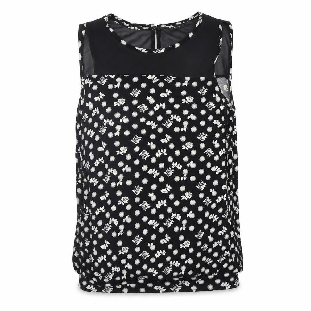 NEXT Womens Black Geometric  Basic T-Shirt Size 10
