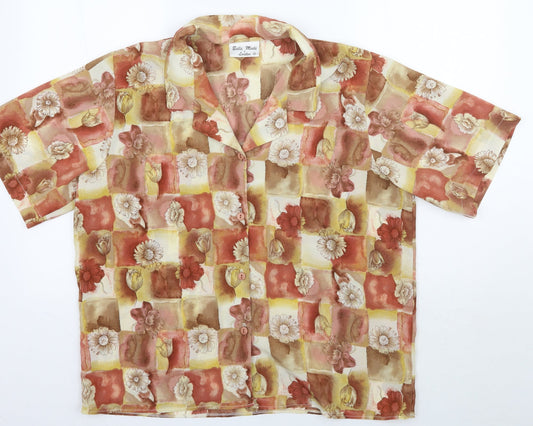 Bella moda Womens Orange Floral  Basic Button-Up Size 20