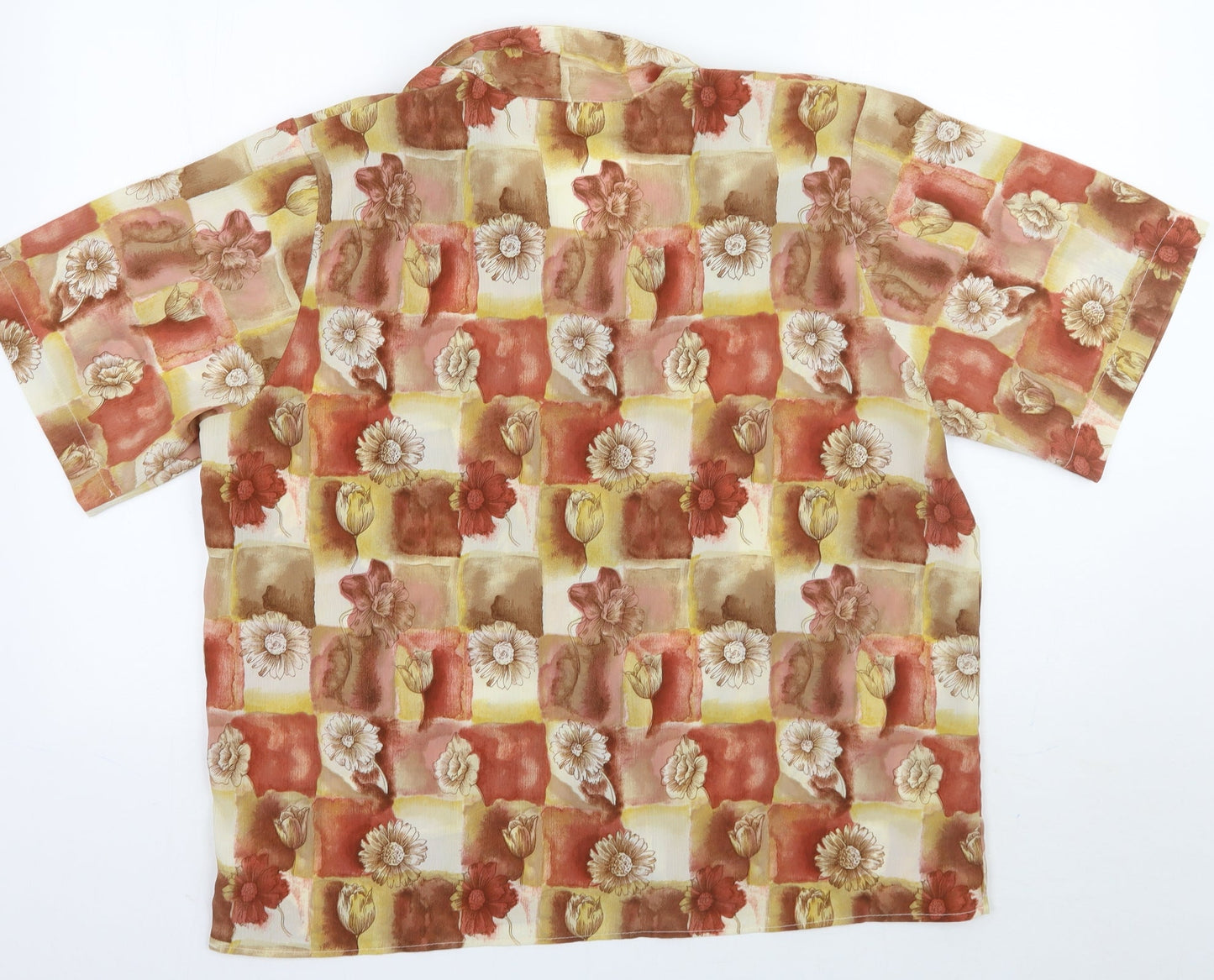 Bella moda Womens Orange Floral  Basic Button-Up Size 20