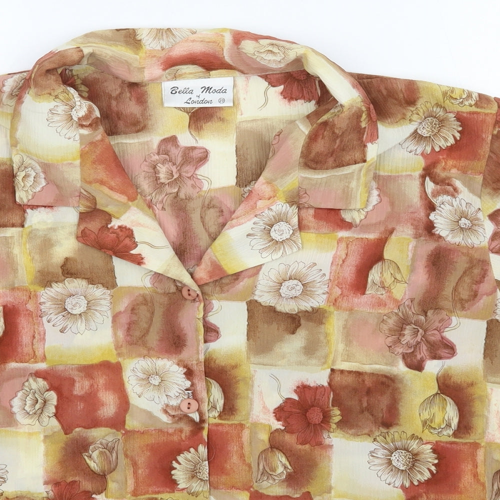 Bella moda Womens Orange Floral  Basic Button-Up Size 20