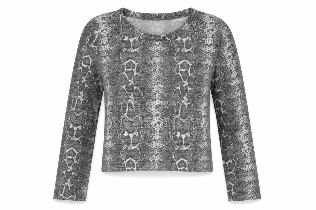 Zara Womens Grey Animal Print  Cropped Blouse Size S