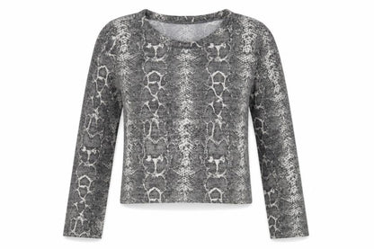 Zara Womens Grey Animal Print  Cropped Blouse Size S