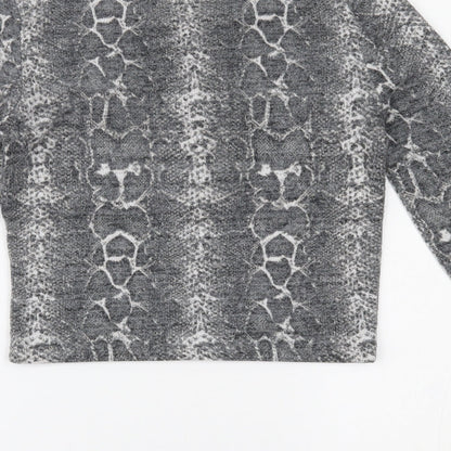 Zara Womens Grey Animal Print  Cropped Blouse Size S