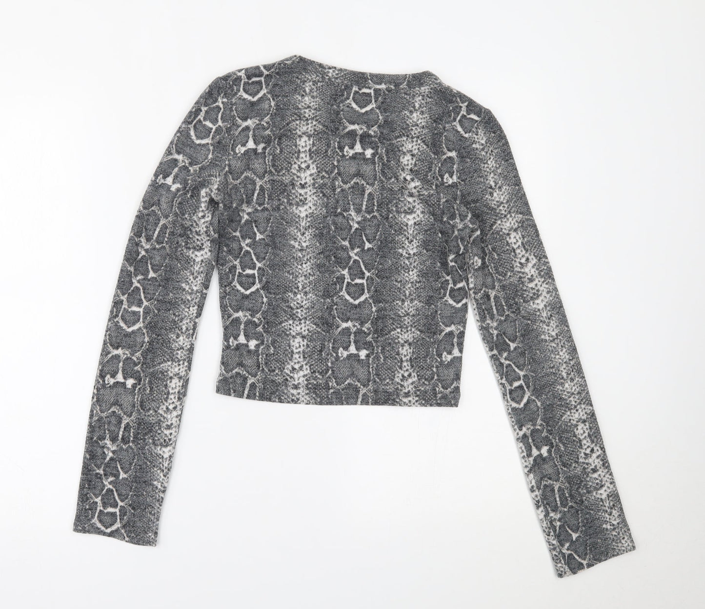 Zara Womens Green Animal Print  Cropped Blouse Size S