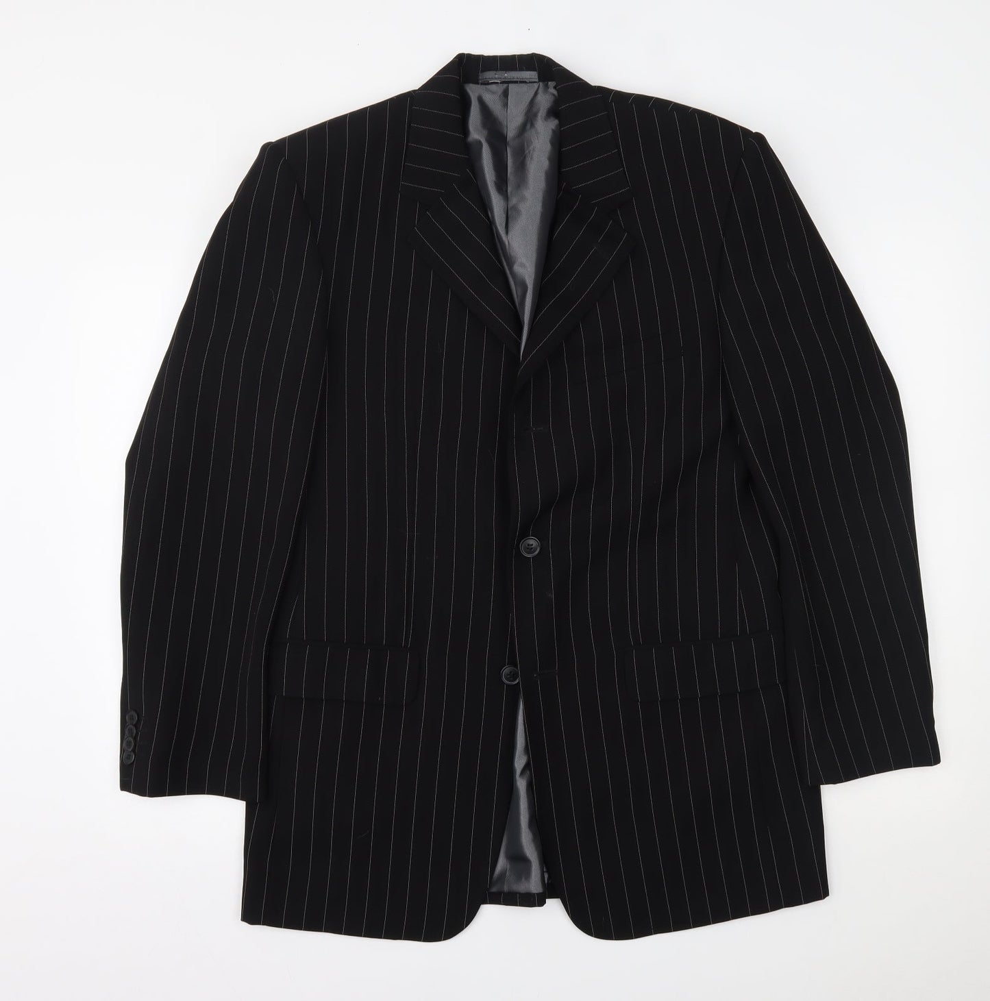 BLAKES Mens Black Striped  Jacket Suit Jacket Size 38