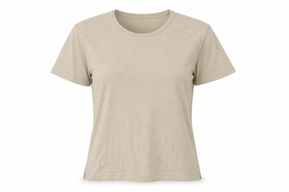 Poppy Womens Beige   Basic T-Shirt Size 12