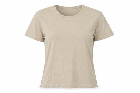 Poppy Womens Beige   Basic T-Shirt Size 12