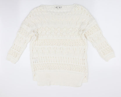 Next Womens Ivory   Pullover Jumper Size S  - Open Knit