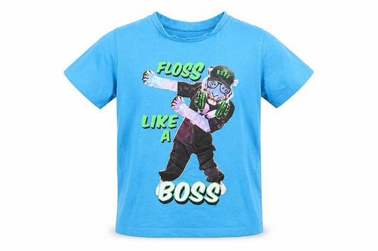 Pep&Co Boys Blue Animal Print  Basic T-Shirt Size 7-8 Years  - Floss like a boss