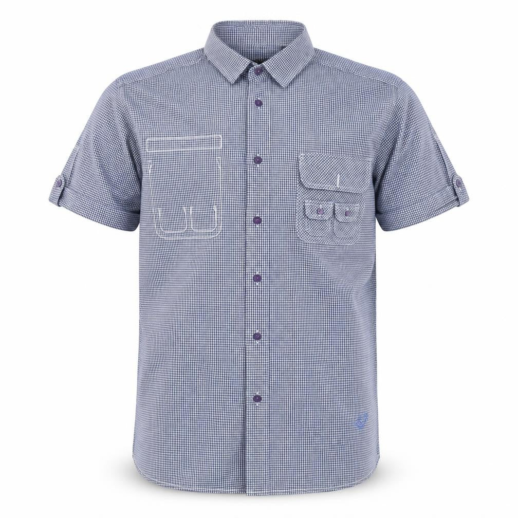 JUNK de LUXE Mens Blue Check   Button-Up Size XL