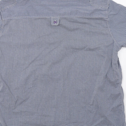 JUNK de LUXE Mens Blue Check   Button-Up Size XL