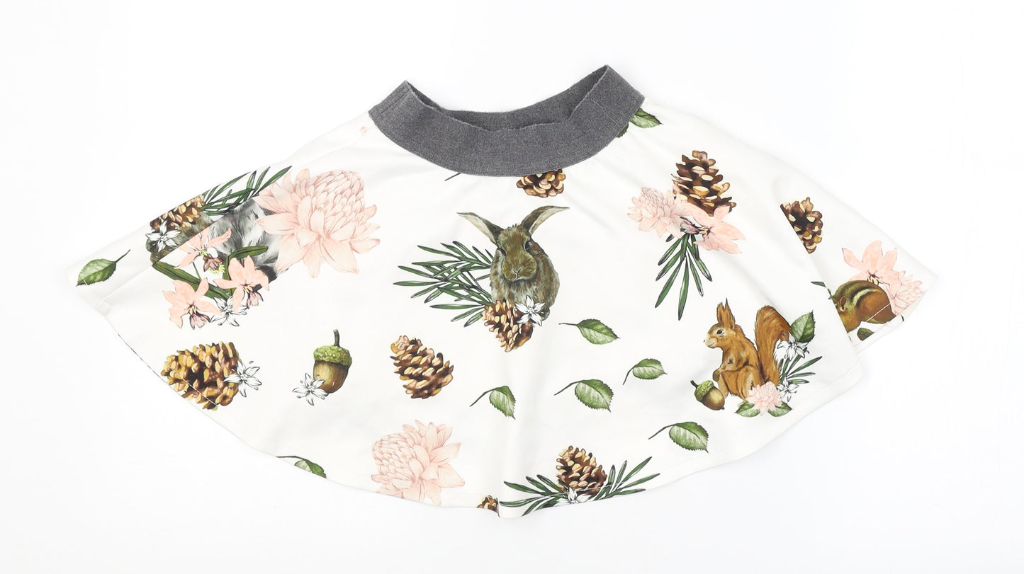 Preworn Womens White Floral  A-Line Skirt Size 8