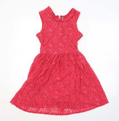 Womens Red Floral  A-Line  Size 8