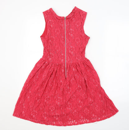 Womens Red Floral  A-Line  Size 8