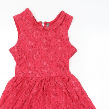 Womens Red Floral  A-Line  Size 8