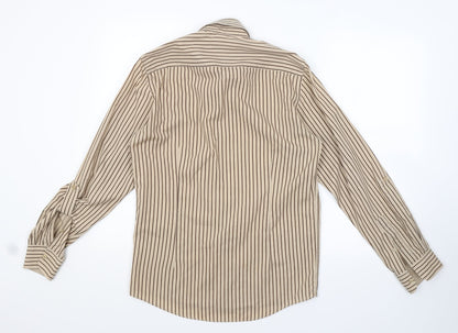 Topman Mens Brown Striped   Button-Up Size S