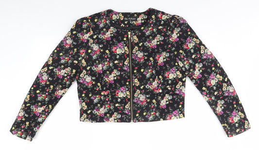 Miss Selfridge Womens Black Floral  Parka Coat Size 14