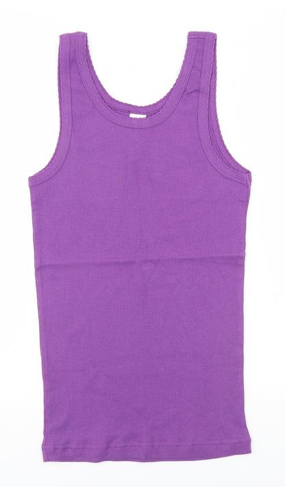 Preloved Petite Fleur Womens Purple Striped  Basic Tank Size 12 - Front