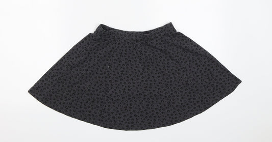 H&M Girls Grey Animal Print  Skater Skirt Size 9-10 Years