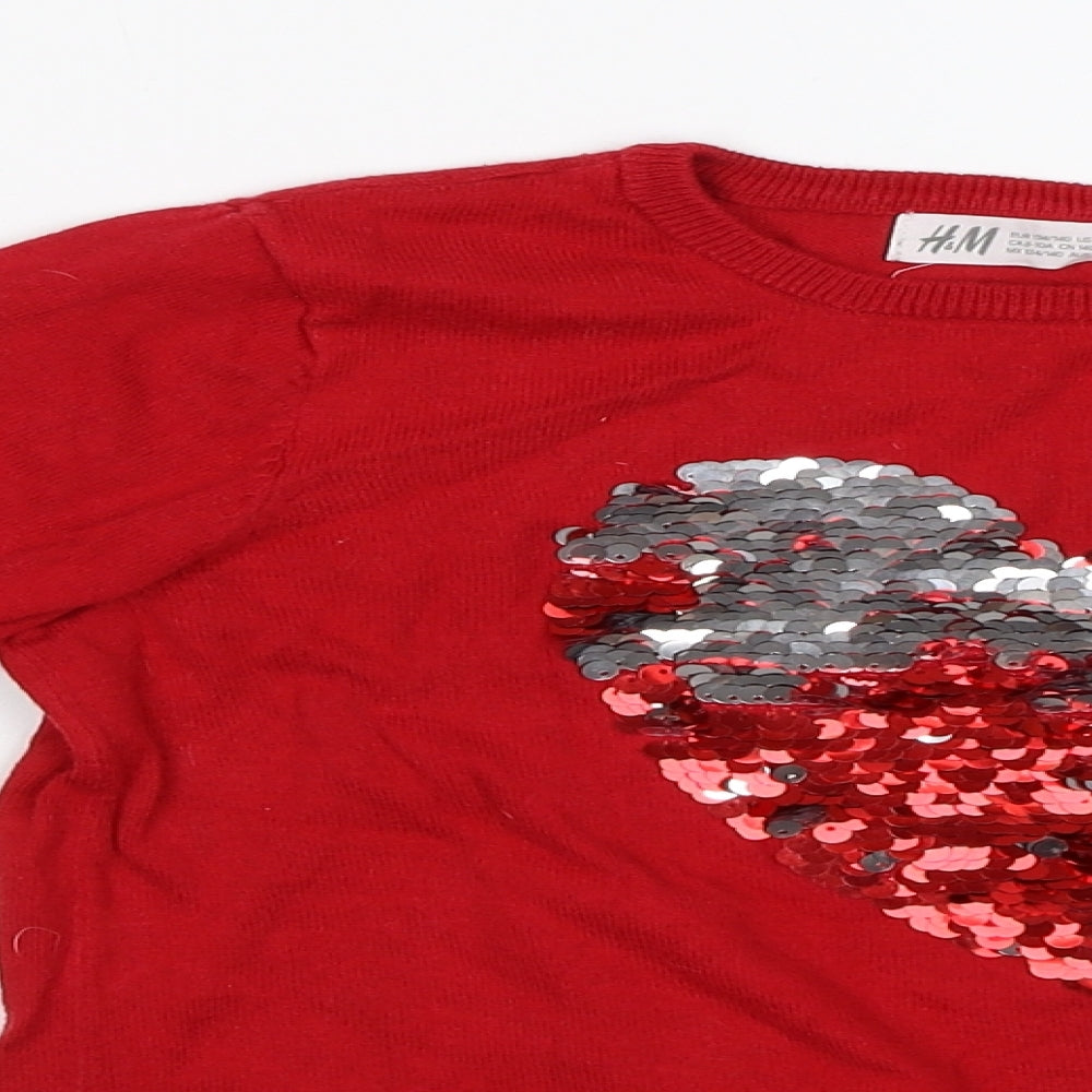 H&M Girls Red   Basic T-Shirt Size 9-10 Years