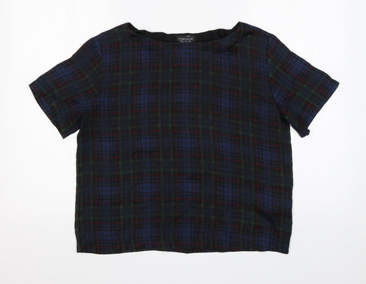 Topshop Womens Multicoloured Check  Basic T-Shirt Size 10