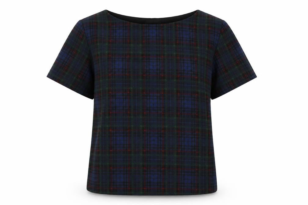 Topshop Womens Multicoloured Check  Basic T-Shirt Size 10