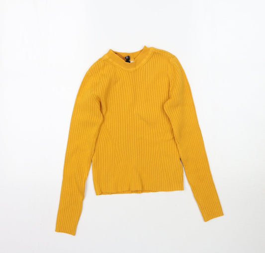 H&M Womens Yellow  Knit Pullover Jumper Size XS